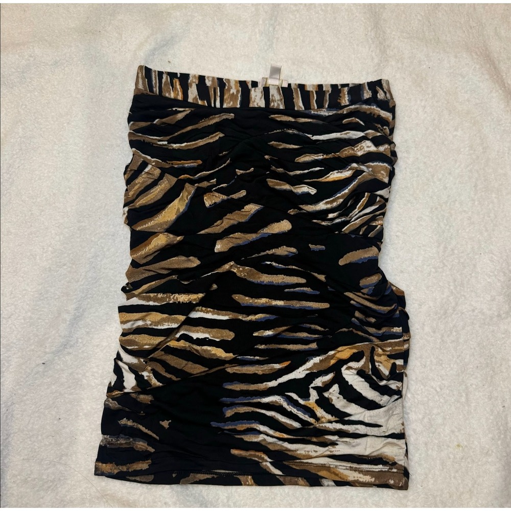 Tracy Reese Ruched Zebra Print Tube Top Mini Dress P